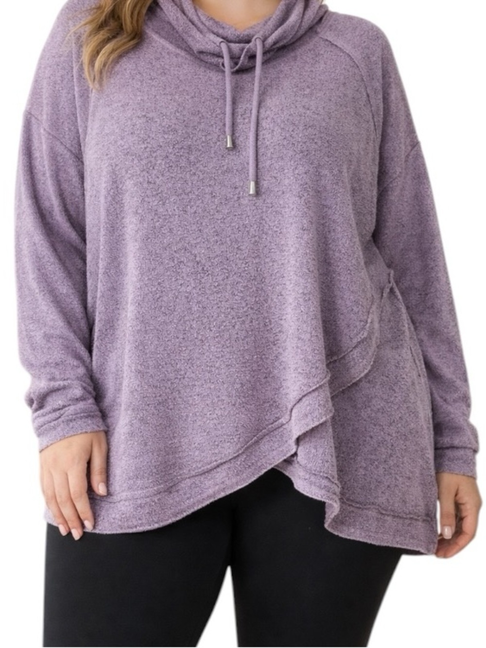Market & Spruce 2X Purple Cowl Neck Longline Loungewear Lightweight Sweater - Picture 1 of 6